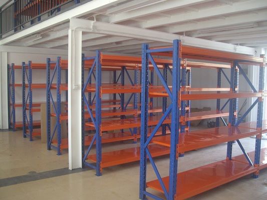 comprar 500kg laminou o shelving médio do dever, shelving longo azul/alaranjado feito sob encomenda do período Fabricação em linha