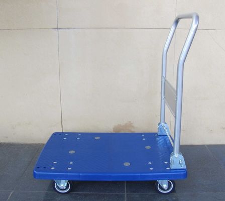comprar trole plástico móvel da plataforma 300kg com placa plástica azul, azul/cinza Fabricação em linha