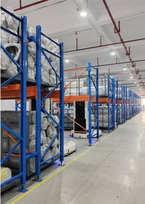 Sistema de armazenamento de rolos de tecido personalizável com empilhadeira ou operação de AGV para espaços de armazenagem de médio e pequeno porte